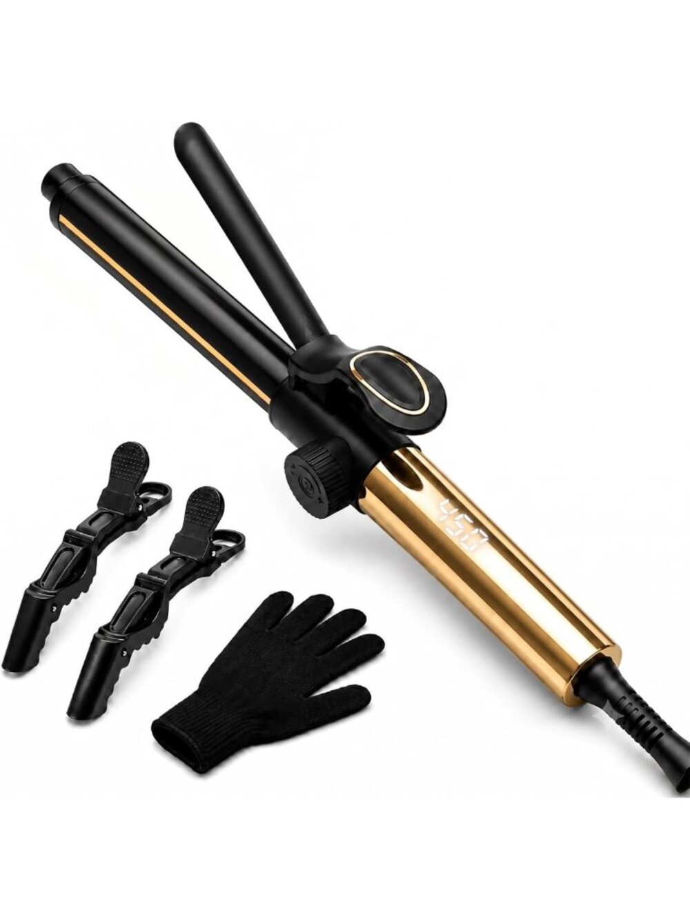 1-Inch Ceramic Curling Iron Wand, Fast Heating, Digital Temp Control, Auto Shut